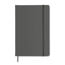 A5 notitieboek met harde PU kaft gerecycled papier, 192 pagina's voorzijde met elastieksluiting, Steengrijs - 191804