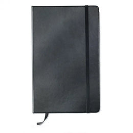 A5 notitieboek met harde PU kaft gerecycled papier, 192 pagina's, Zwart - 191804