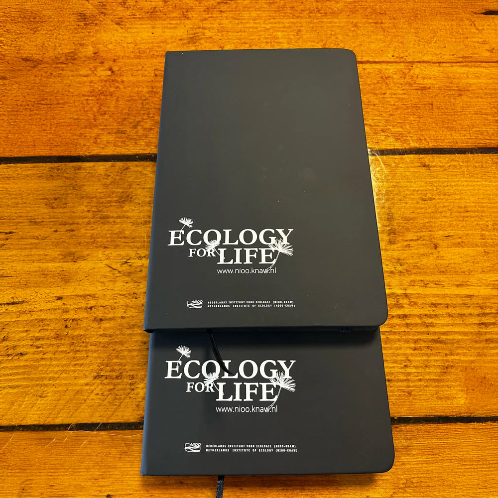 notitieboekje a5 formaat 96 vel marineblauw met logo Ecology for life 191804