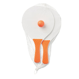 Compacte strandtennisset met twee MDF-batjes en bal, Wit en oranje - 191911