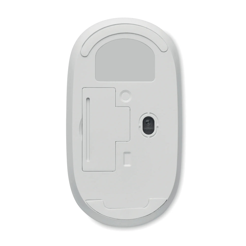 Draadloze muis van gerecycled ABS met bamboe, Wit - 192085
