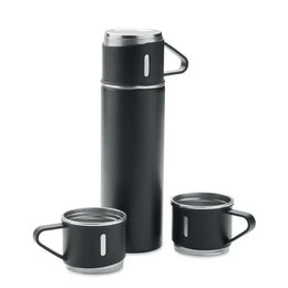 Roestvrijstalen thermosfles met vacuümisolatie 500 ml met twee bekers, Zwart - 192116