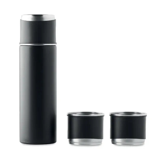 Roestvrijstalen thermosfles met vacuümisolatie 500 ml met twee drinkbekers, Zwart - 192116