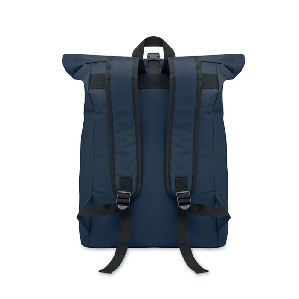 15 inch rolltop laptoprugzak achterzijde, Blauw - 192170