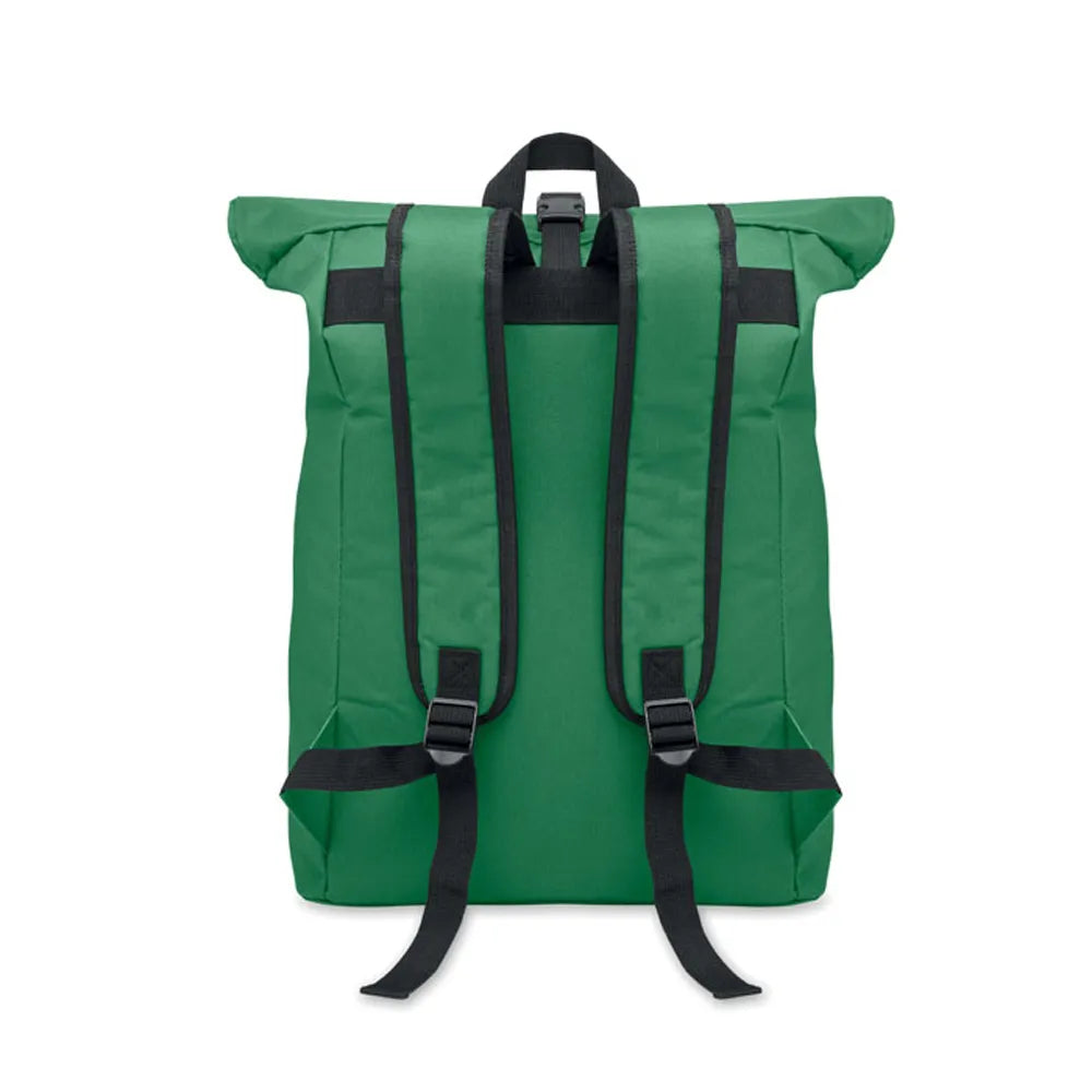 15 inch rolltop laptoprugzak achterzijde, Groen - 192170