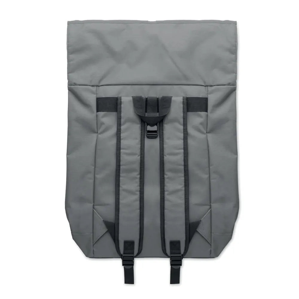 15 inch rolltop laptoprugzak achterzijde met uitgerolde sluiting, Grijs - 192170