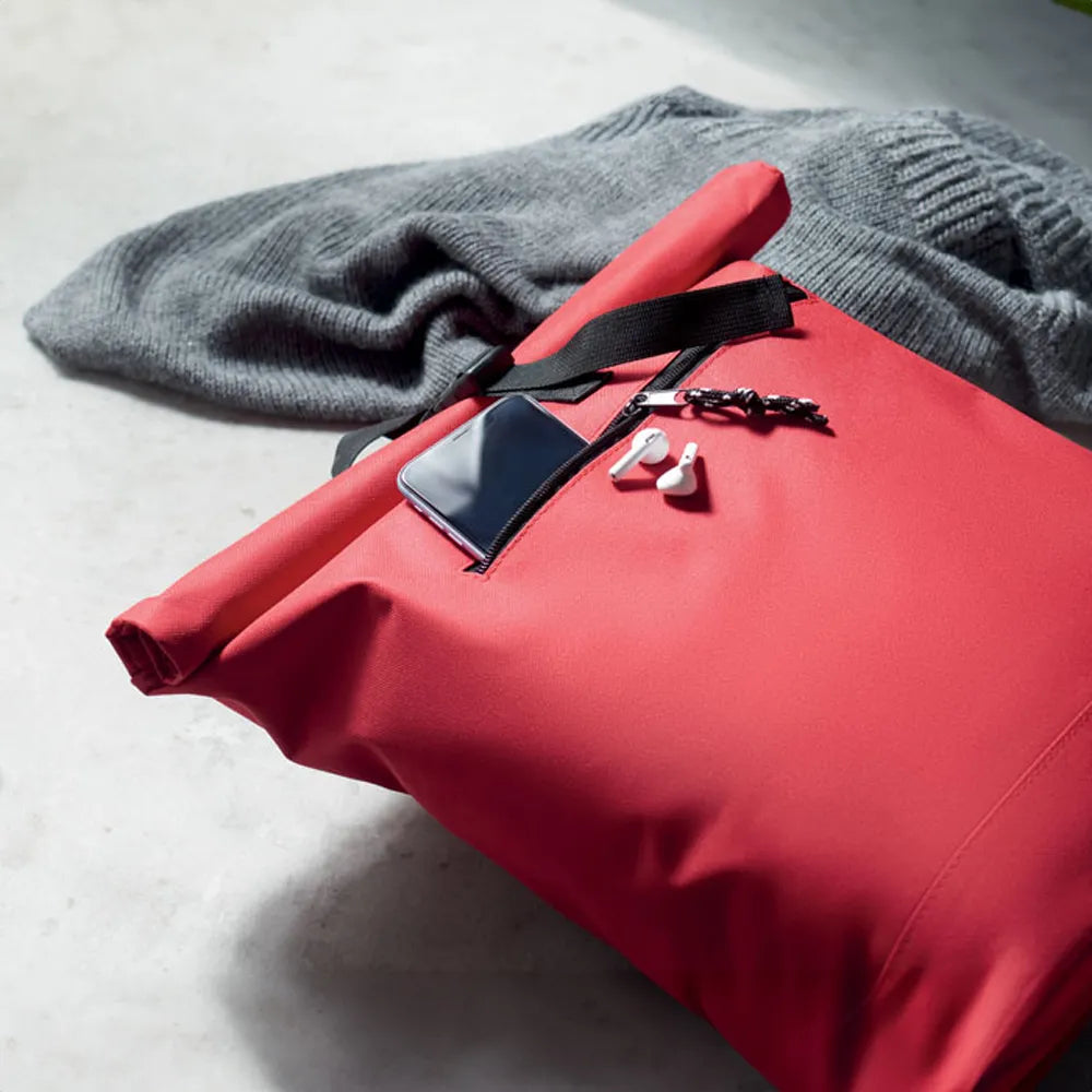 15 inch rolltop laptoprugzak rood sfeer foto 192170