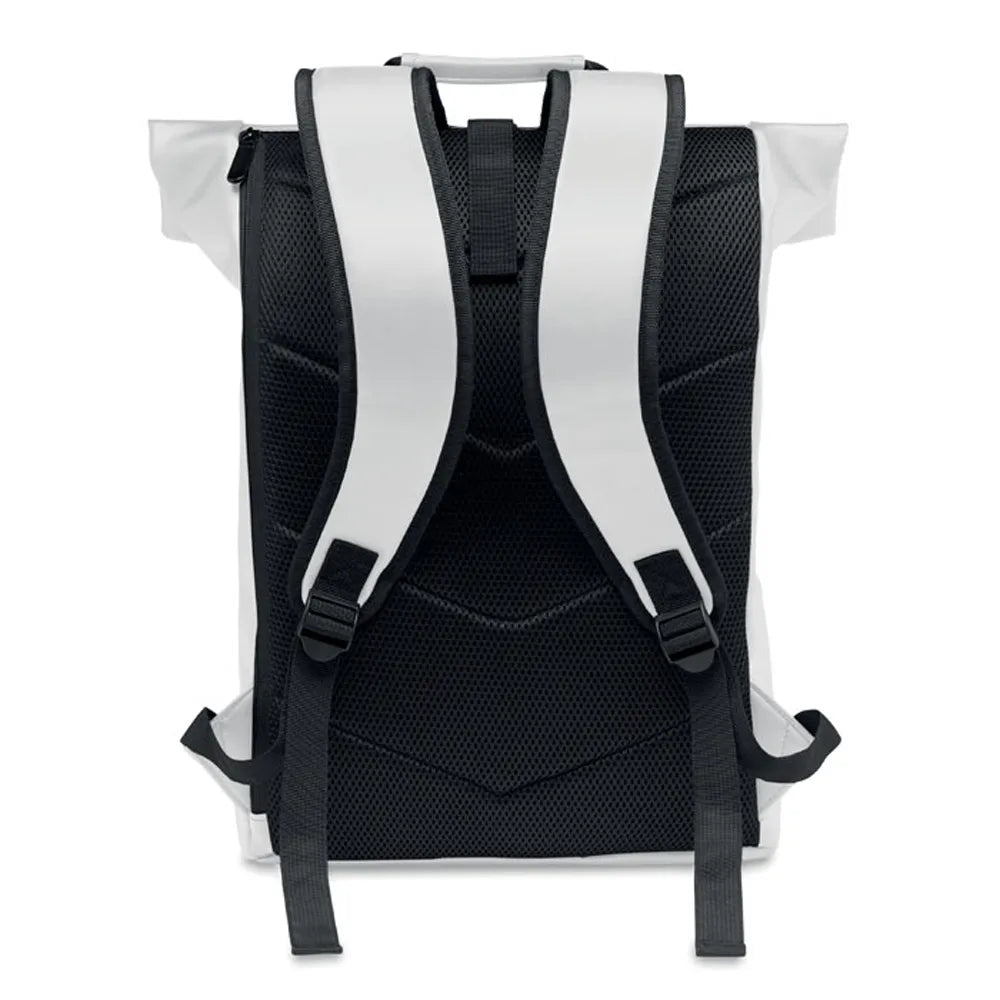 15 inch rolltop laptoprugzak van zacht PU achterzijde, Wit - 192230