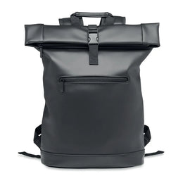 15 inch rolltop laptoprugzak van zacht PU voorzijde, Zwart - 192230