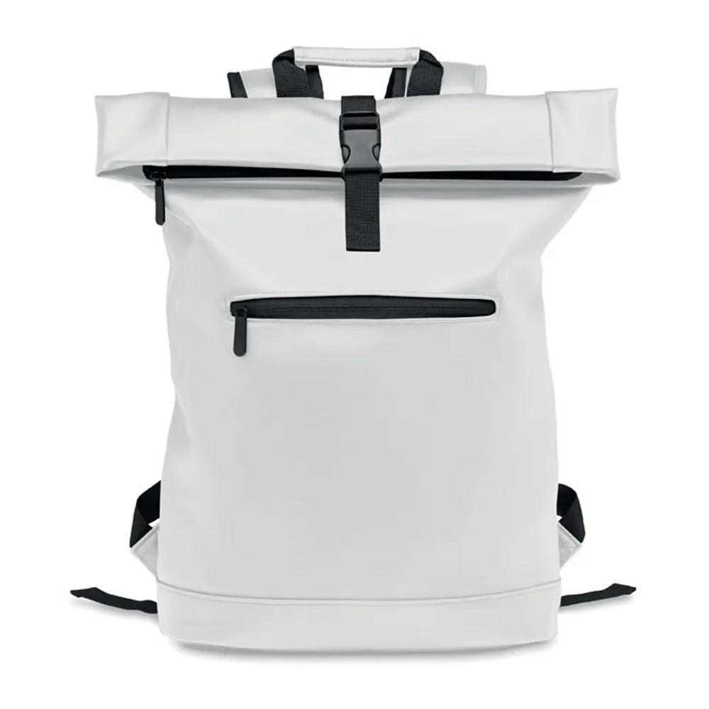 15 inch rolltop laptoprugzak van zacht PU, Wit - 192230