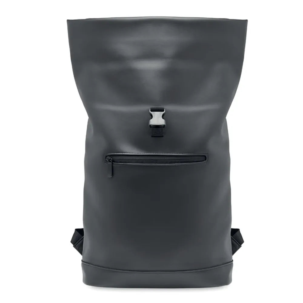 15 inch rolltop laptoprugzak van zacht PU, Zwart - 192230