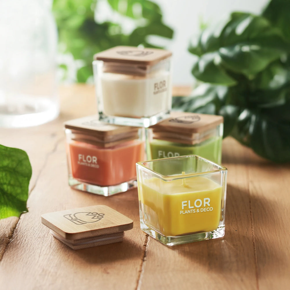 Geurkaars glazen houder 50g bedrukken sfeer foto print 192235