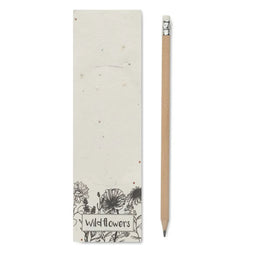 Houten potlood met gum naast zakje van zaadpapier, Naturel - 192257