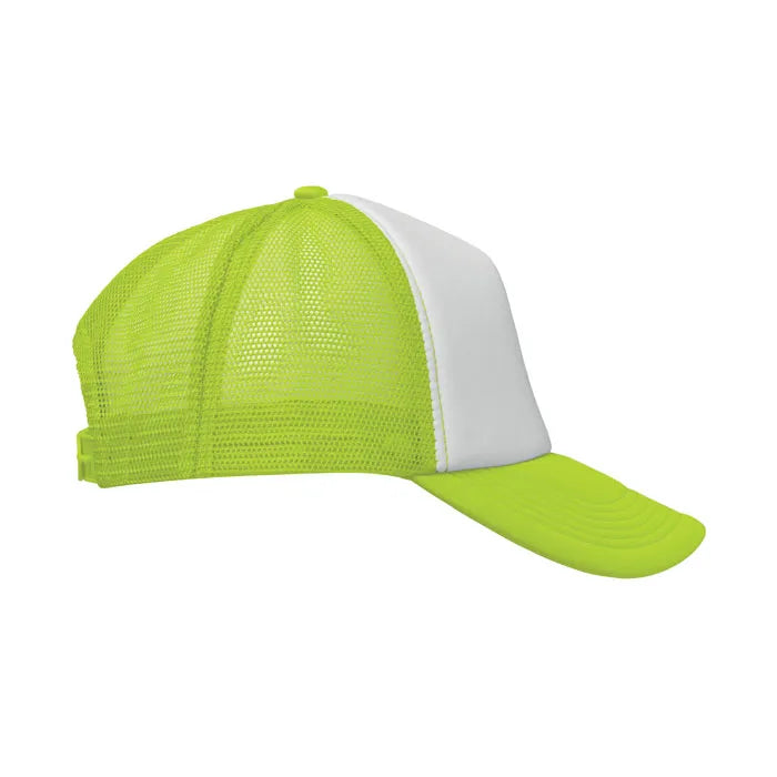 Truckerpet met mesh achterzijde, Limegroen en wit - 192269