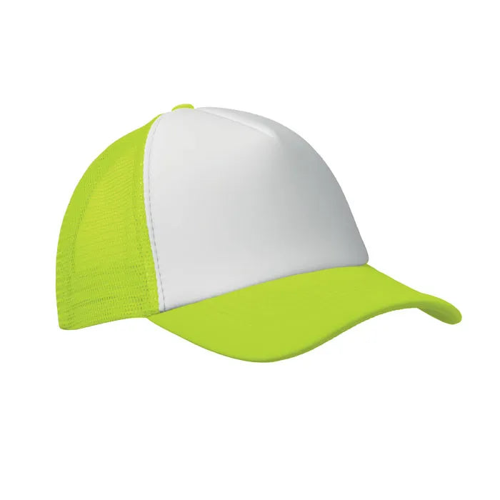 Truckerpet met mesh achterzijde zijkant, Limegroen en wit - 192269