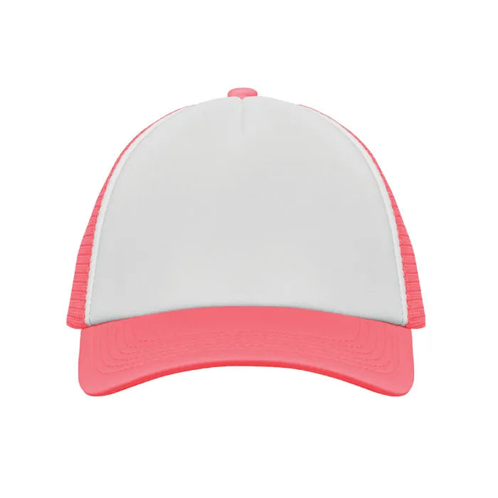 truckers baseball cap met mesh fuchsia voorkant 192269