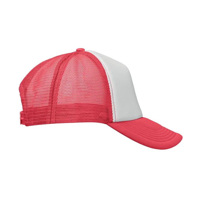 truckers baseball cap met mesh rood wit rechterkant 192269