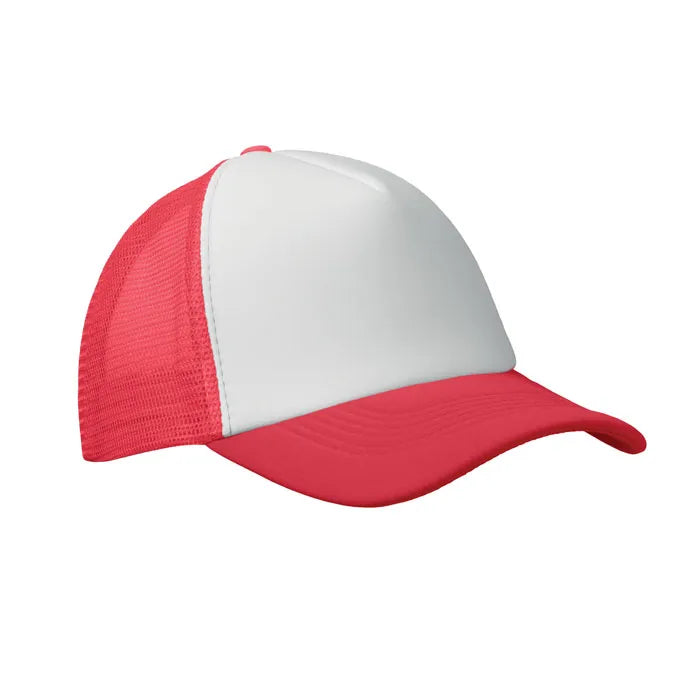 truckers baseball cap met mesh rood wit zijkant 192269