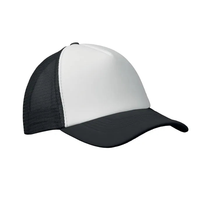 truckers baseball cap met mesh zwart wit zijkant 192269