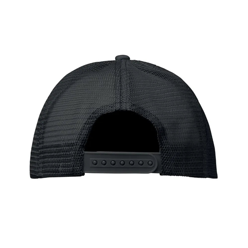 truckers baseball cap polyester mesh 5 panelen zwart achterkant 192269