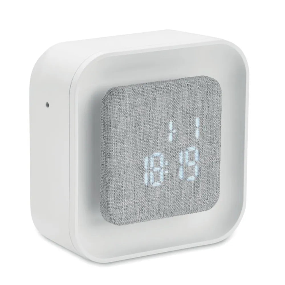 LED-wekker van gerecycled kunststof, Wit - 192299