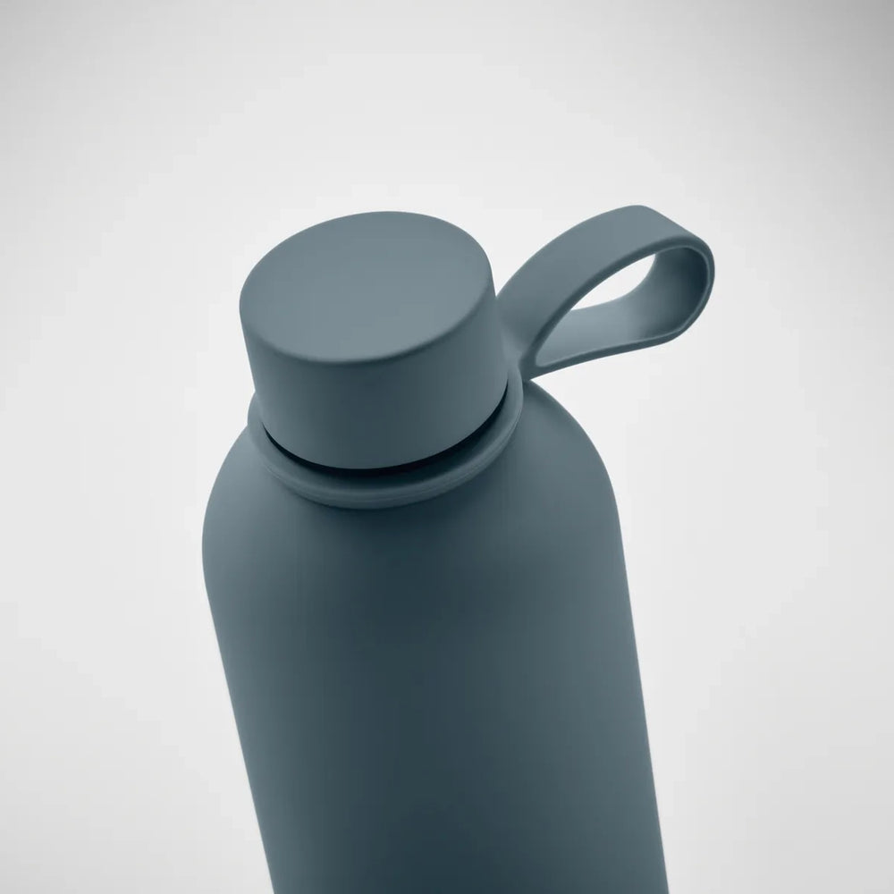 Dubbelwandige vacuüm fles 500 ml van gerecycled roestvrij staal detail van dop en draaglus, Petrol - 192315