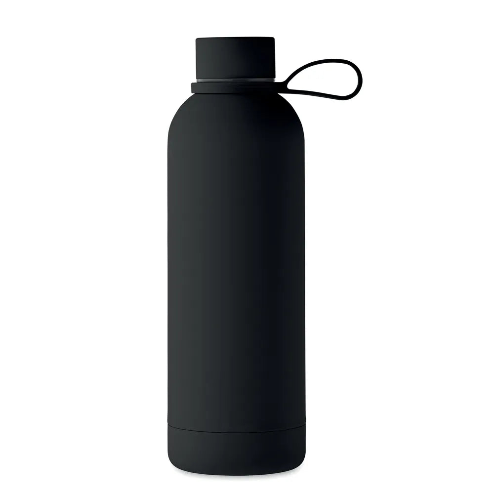Dubbelwandige vacuüm fles 500 ml van gerecycled roestvrij staal, Zwart - 192315