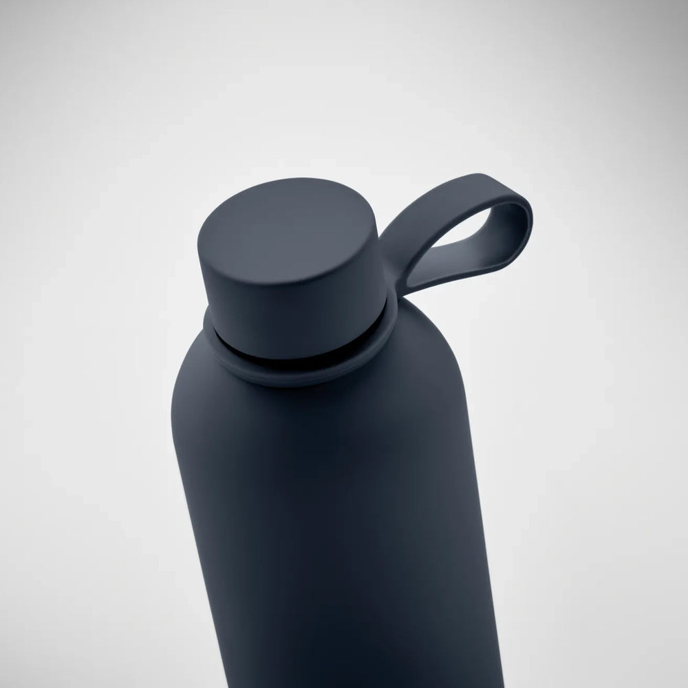 dubbelwandige vacuum isolerende fles gerecycled rvs 500ml-
 blauw detail bovenkant 192315