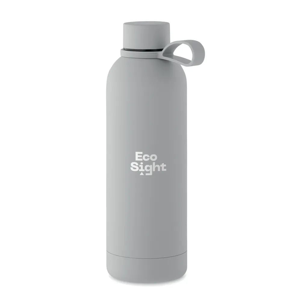 dubbelwandige vacuum isolerende fles gerecycled rvs 500ml grijs met logo 192315