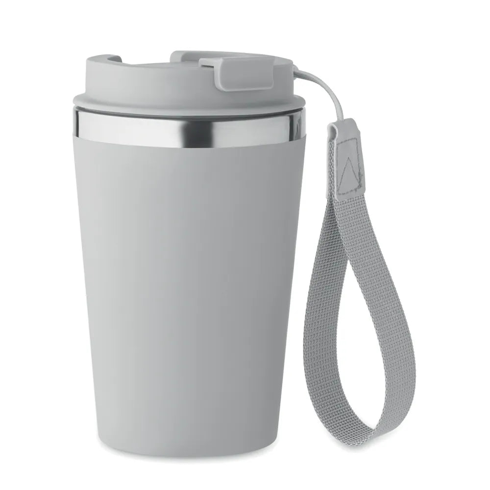 Dubbelwandige herbruikbare koffiebeker van gerecycled RVS, Grijs - 192317