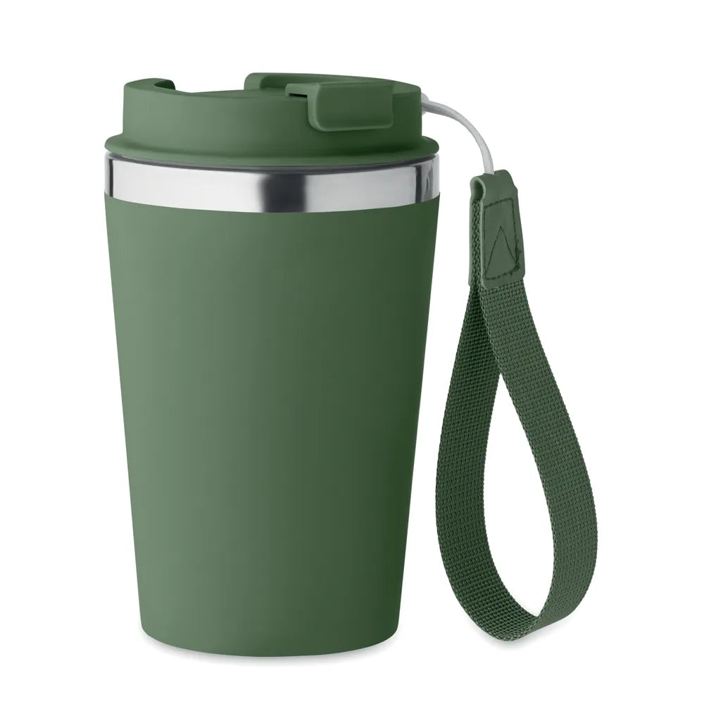 Dubbelwandige herbruikbare koffiebeker van gerecycled RVS, Groen - 192317