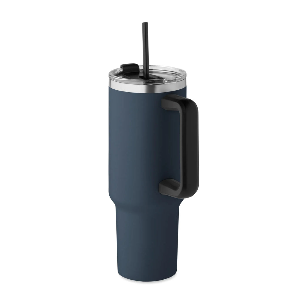 Vacuüm geïsoleerde RVS beker 1200 ml met rietje - Marineblauw