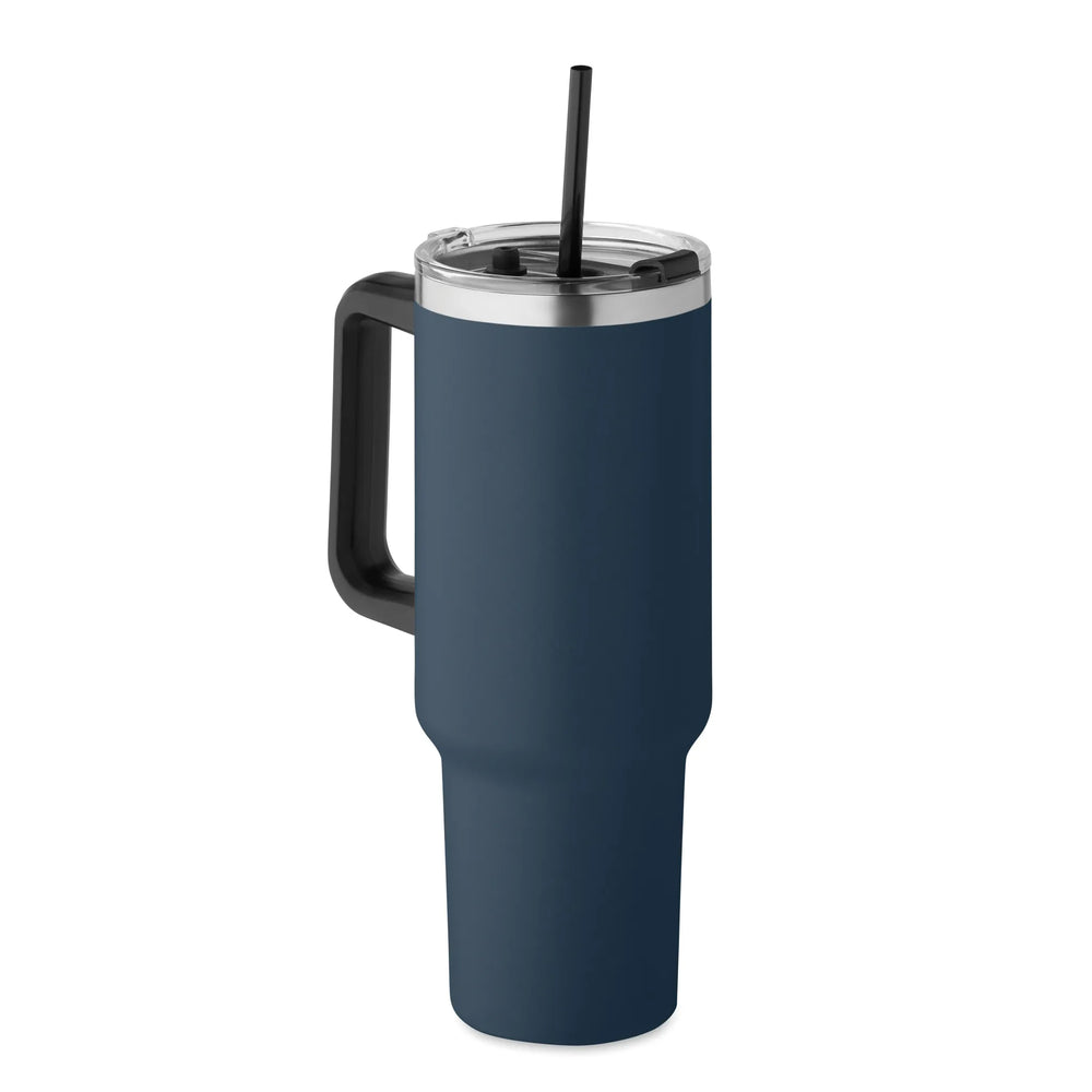 Vacuüm geïsoleerde RVS beker 1200 ml met rietje - Marineblauw