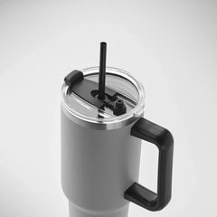 Vacuüm geïsoleerde RVS beker 1200 ml met rietje - Grijs