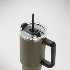 Vacuüm geïsoleerde RVS beker 1200 ml met rietje - Marinegroen