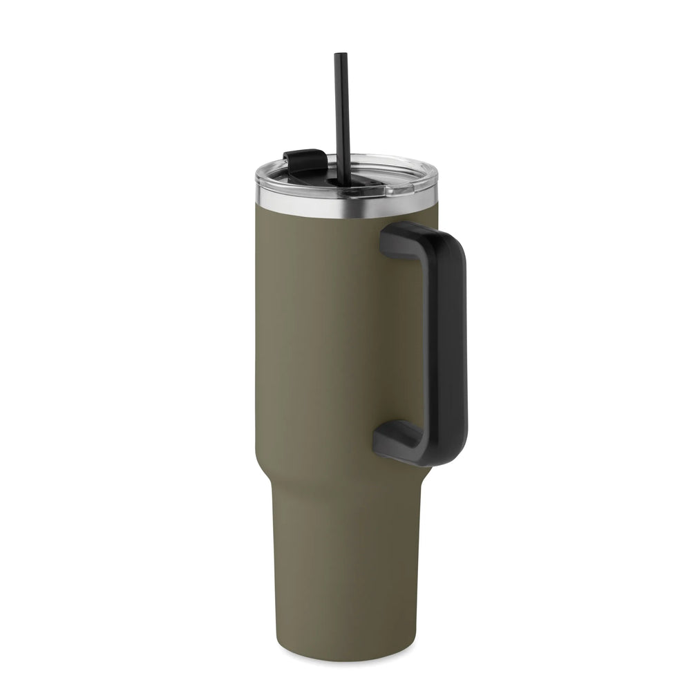 Vacuüm geïsoleerde RVS beker 1200 ml met rietje - Marinegroen