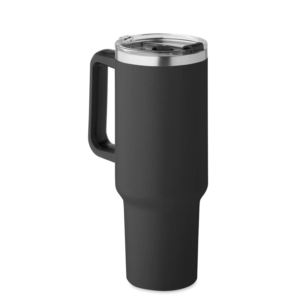 Vacuüm geïsoleerde RVS beker 1200 ml met rietje - Zwart