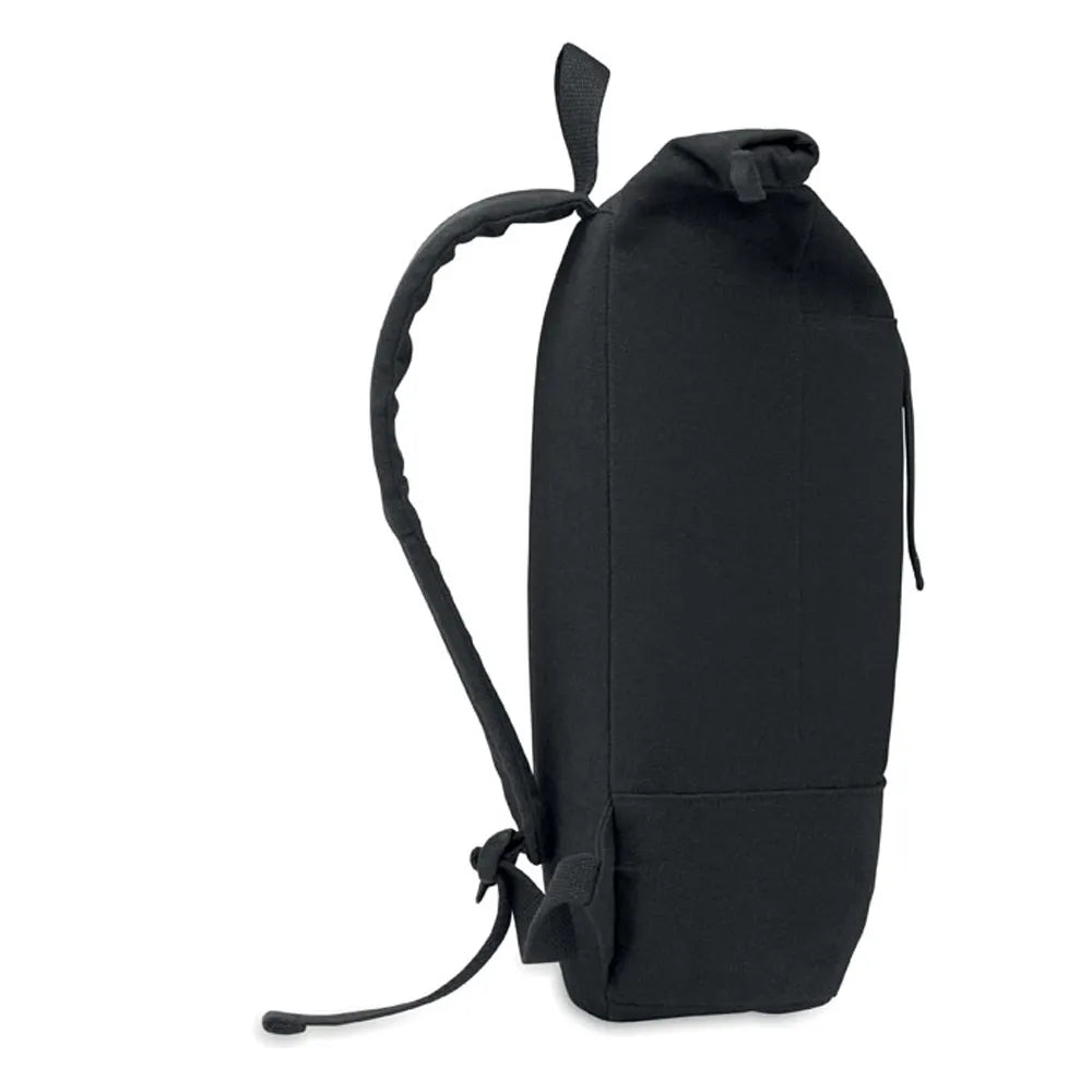 15 inch rolltop laptoprugzak van gerecycled katoen, Zwart - 192400