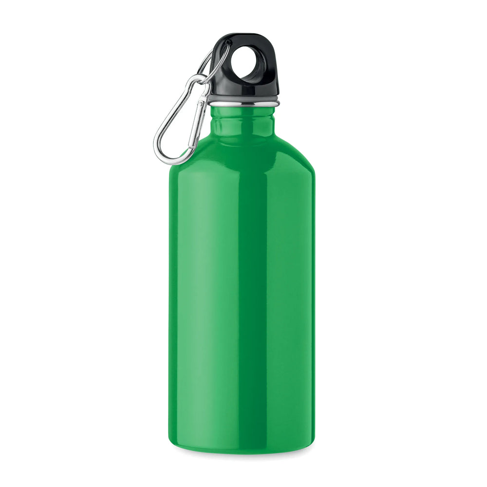 drinkfles van gerecycled roestvrij staal 500ml met karabijnhaak groen 192403