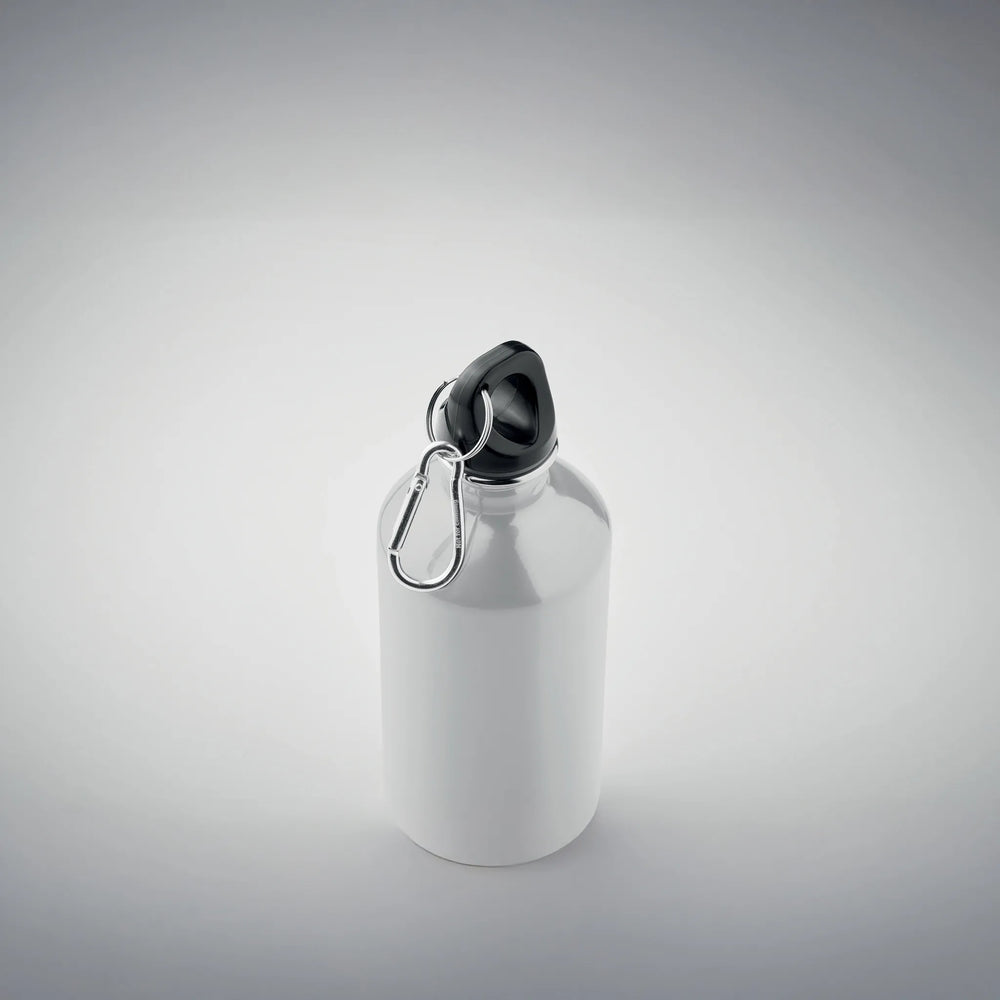 Essentix drinkfles van gerecycled RVS 500 ml met karabijnhaak detail, Wit - 192403