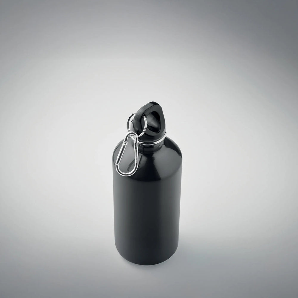 Essentix drinkfles van gerecycled RVS 500 ml met karabijnhaak detail, Zwart - 192403