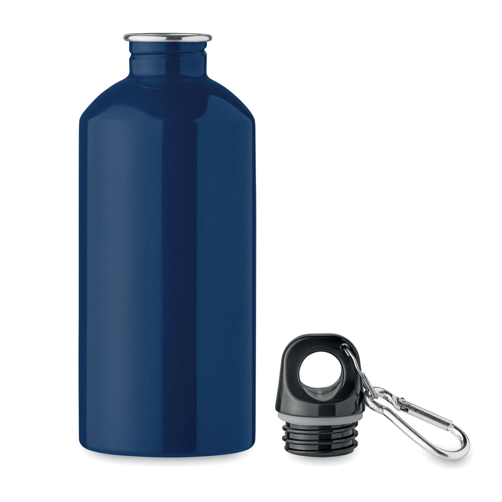 Essentix drinkfles van gerecycled RVS 500 ml met karabijnhaak, Marineblauw - 192403