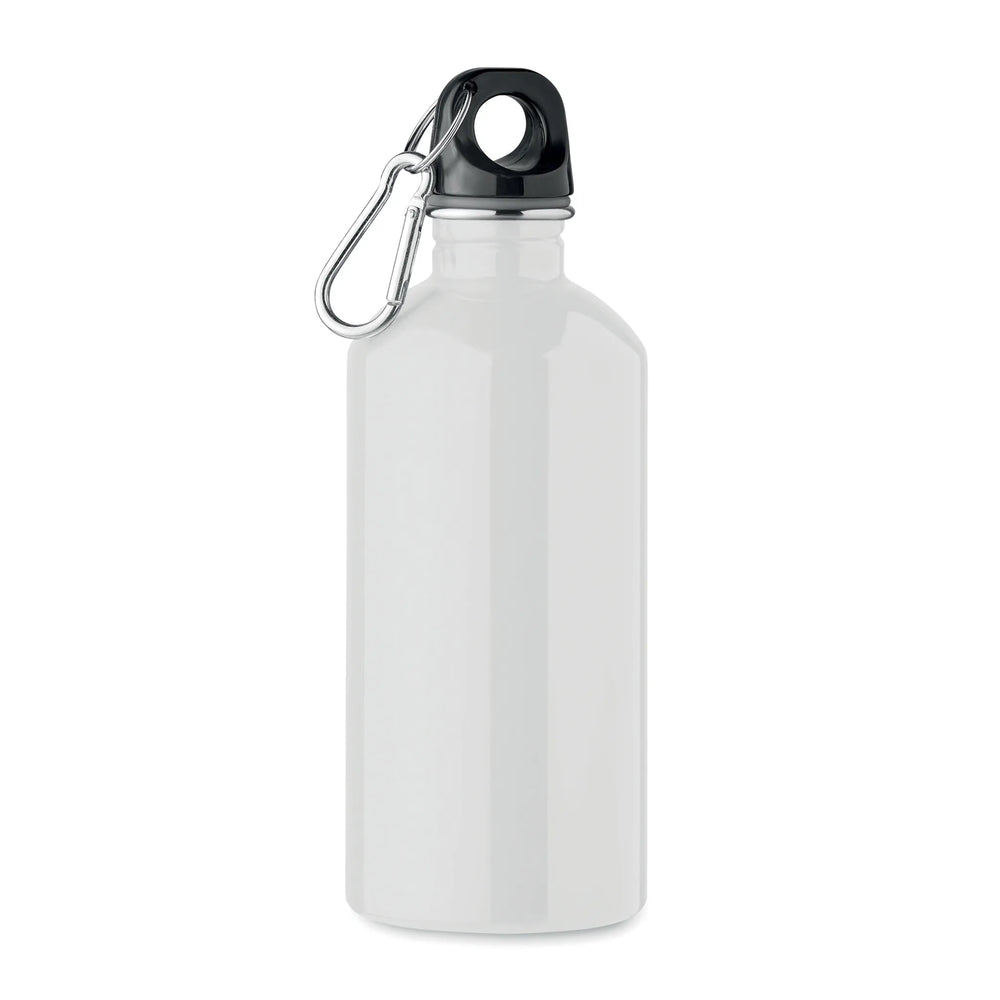 Essentix drinkfles van gerecycled RVS 500 ml met karabijnhaak, Wit - 192403