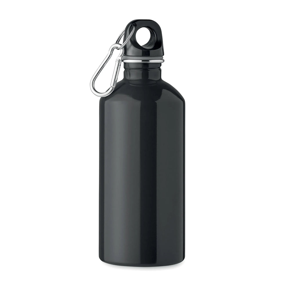 Essentix drinkfles van gerecycled RVS 500 ml met karabijnhaak, Zwart - 192403