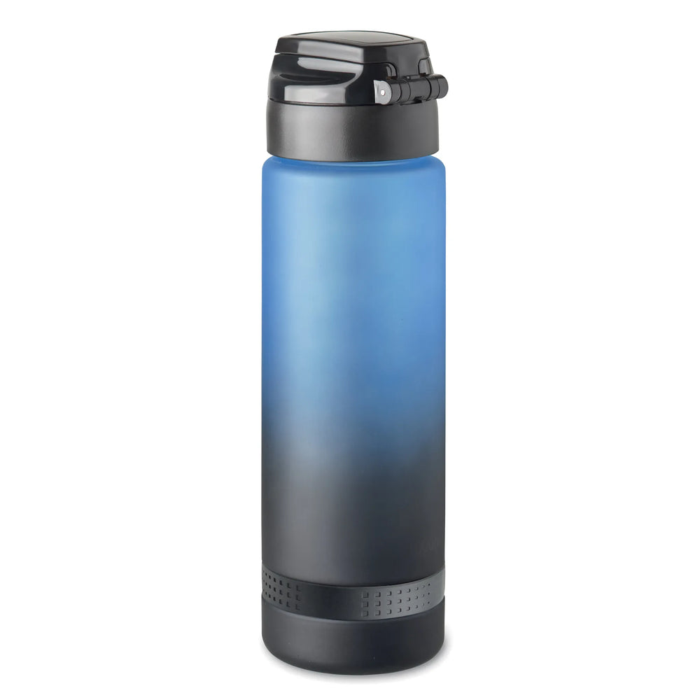 Essentix level rPET sportwaterfles 1 liter met tijdsaanduiding achterzijde, Blauw - 192409