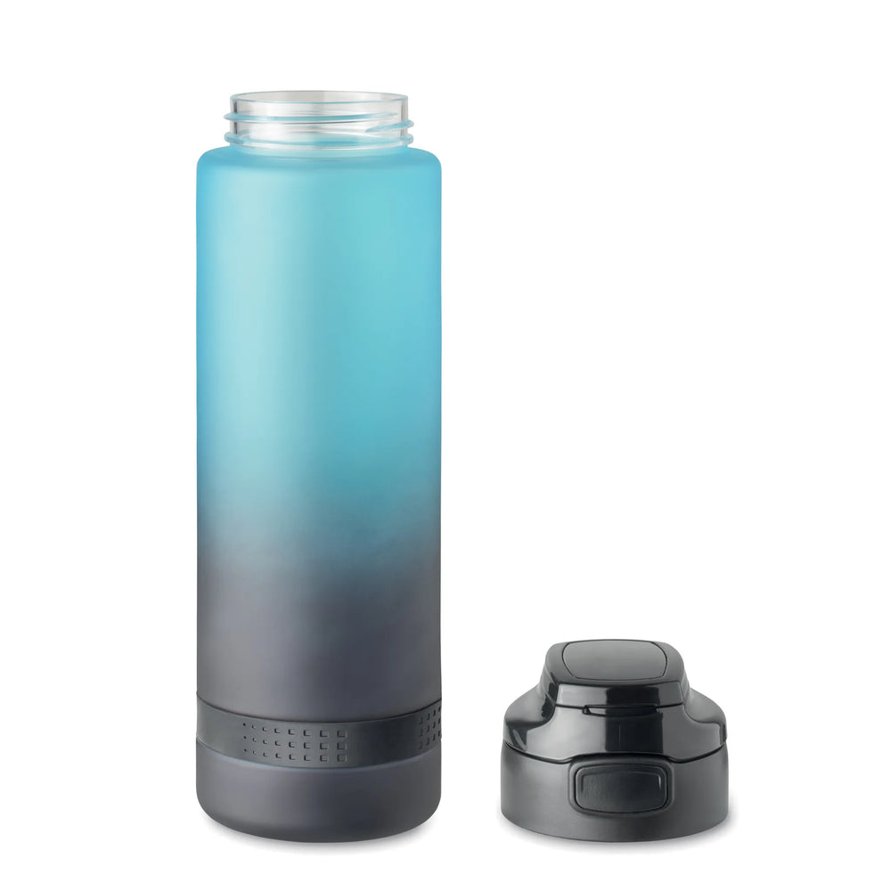 Essentix level rPET sportwaterfles 1 liter met tijdsaanduiding met afgenomen dop, Turquoise - 192409