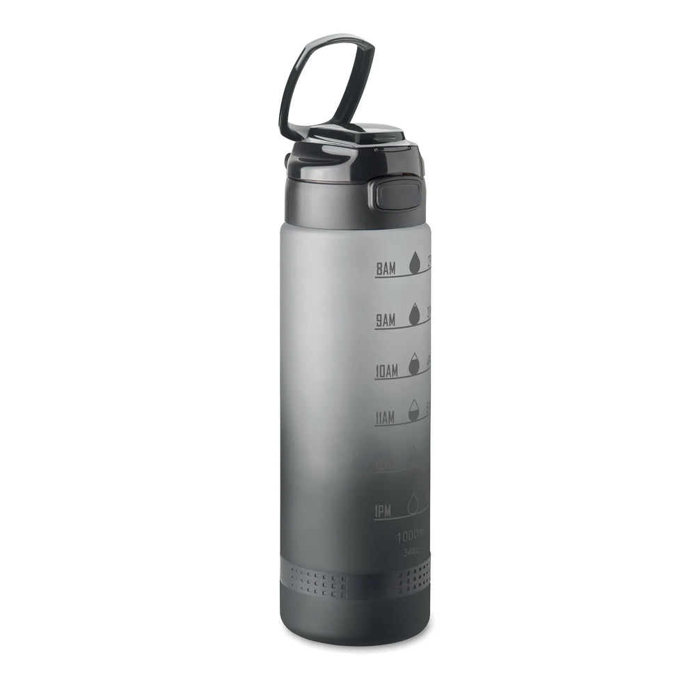 Essentix level rPET sportwaterfles 1 liter met tijdsaanduiding met opgeklapte draagbeugel, Wit - 192409