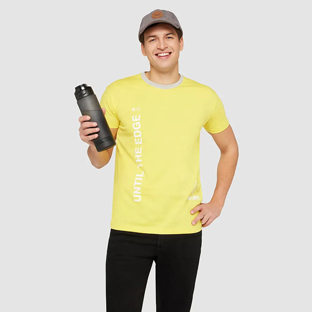 Essentix level rPET sportwaterfles 1 liter met tijdsaanduiding vastgehouden, Zwart - 192409