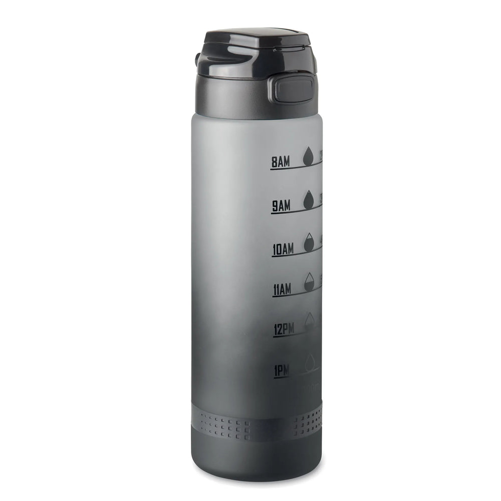 Essentix level rPET sportwaterfles 1 liter met tijdsaanduiding voorzijde, Wit - 192409