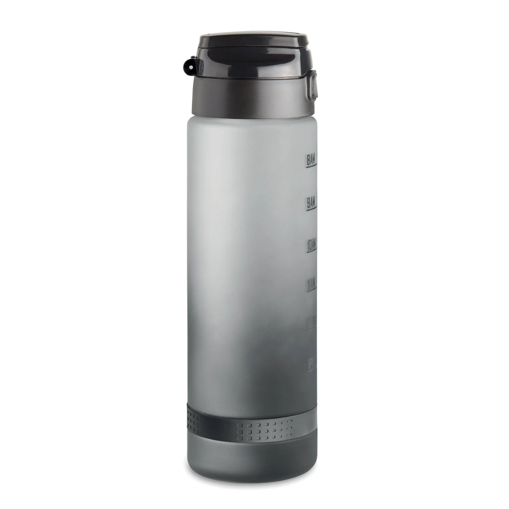 Essentix level rPET sportwaterfles 1 liter met tijdsaanduiding zijaanzicht, Wit - 192409